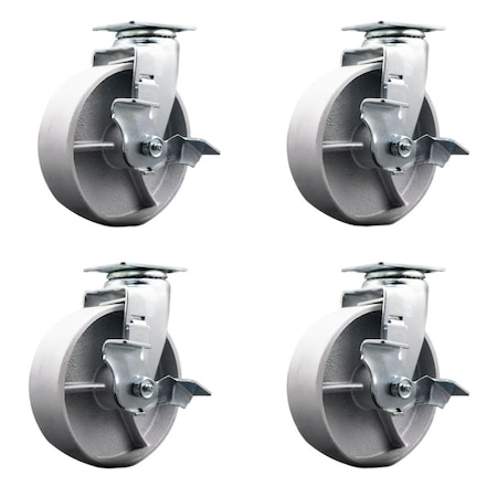 Service Caster Tool Box Caster Wheel Set 6'' Semi Steel Cast Iron Swivel Casters, 4PK TOOL-SCC-20S620-SSB-TLB-4